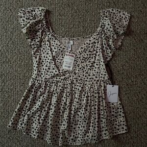 Black and Cream Floral Women's Top